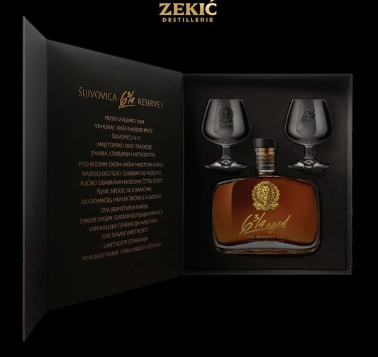 Zekic Sljivovica 6 3/4 Geschenkverpackung 0,7l + 2 Gläser